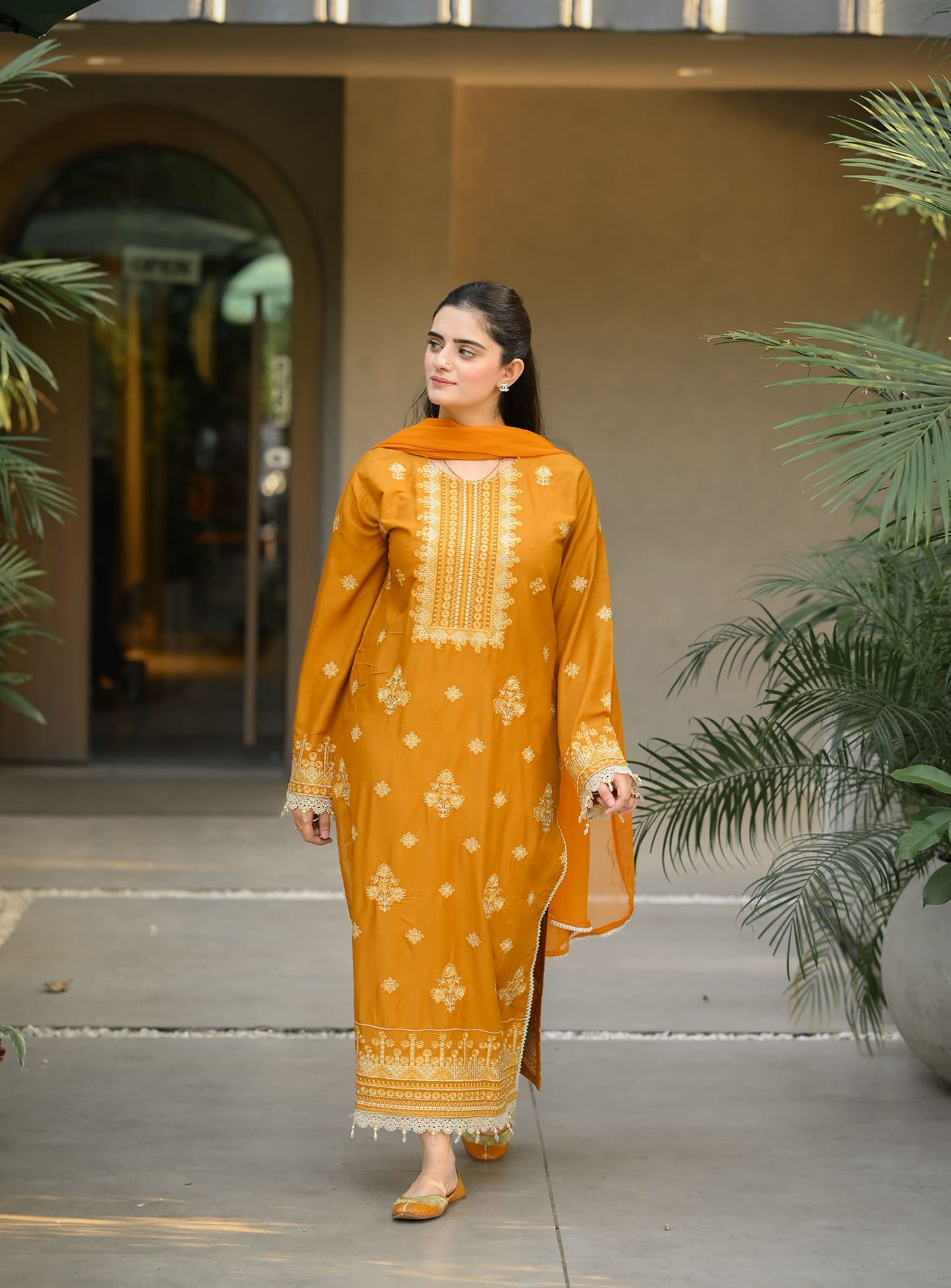 Golden Grace 3pc Suit Plain musturd Dupata